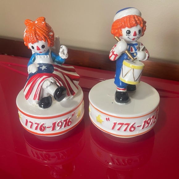 SB Schmid Brothers Other - Set of 2 Vintage Patriotic Raggedy Ann Andy Wind up Musical Schmid Bros Japan